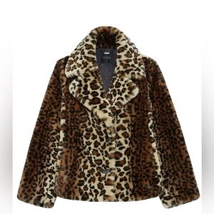 GUESS Women's Animal Print Fur Coat